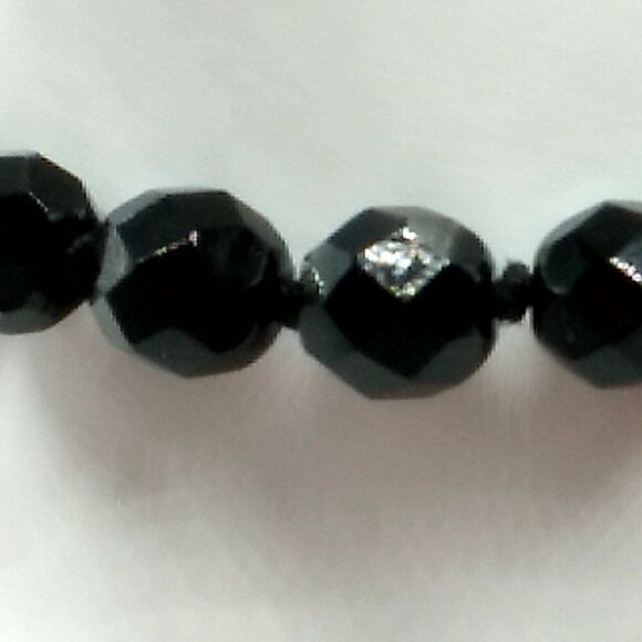 Classic Black Glass Faceted Bead Choker Necklace Single Strand 16" - Picture 3 of 15